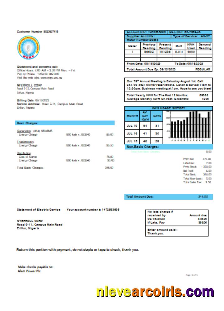 Nigerian Electricity Regulatory Commission electricity business utility bill